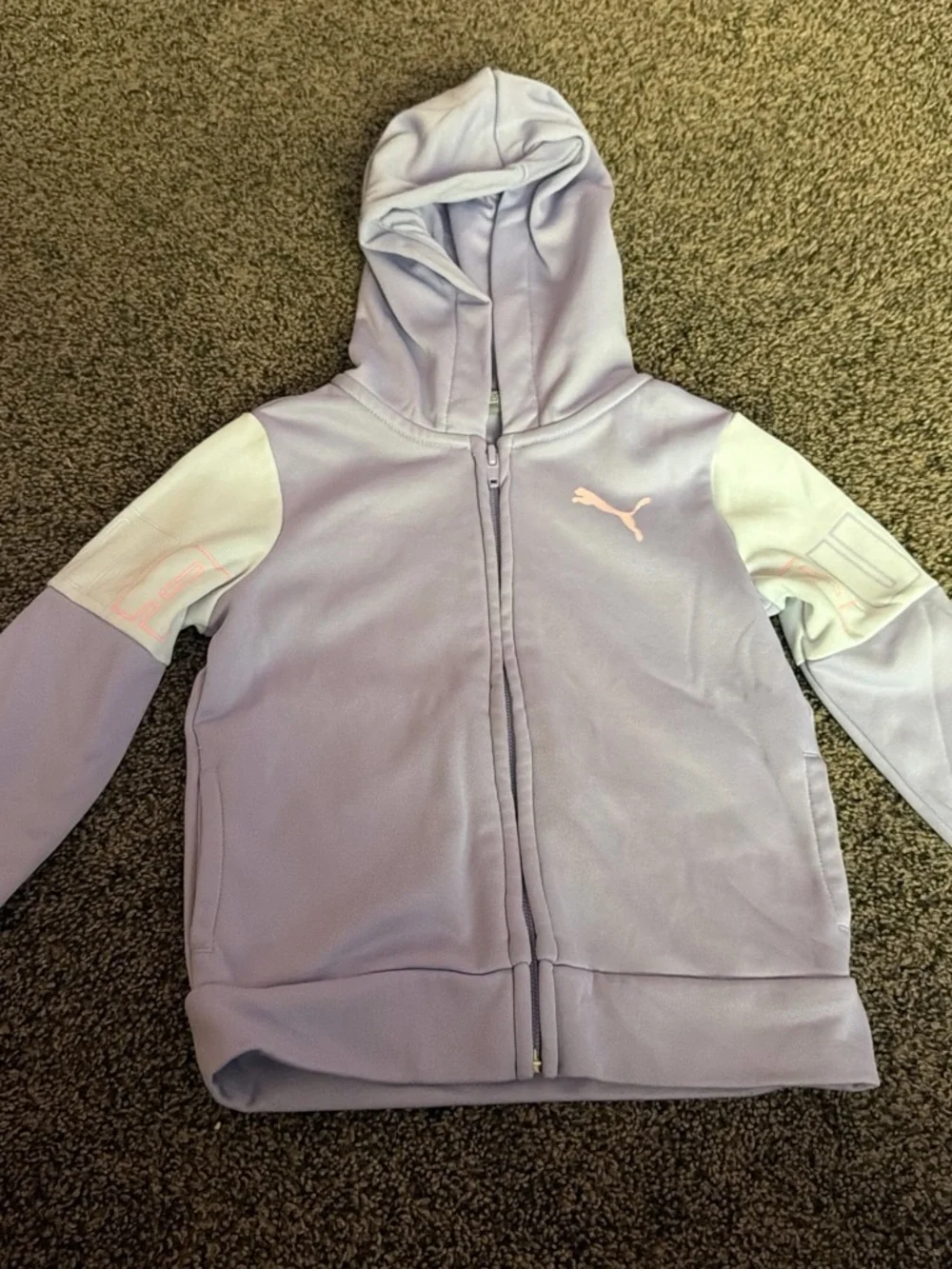 Puma Girls' Lavender and White Hooded Zip Jacket